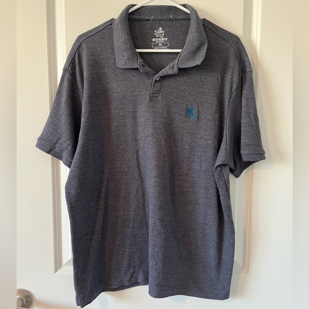 Rugby University Cotton Blend Grey Polo
